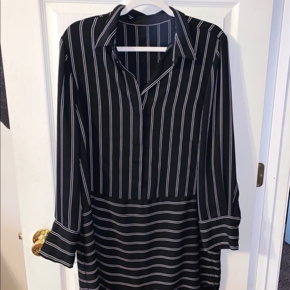 LIKE NEW Shift Black with White Pinstripe Dress